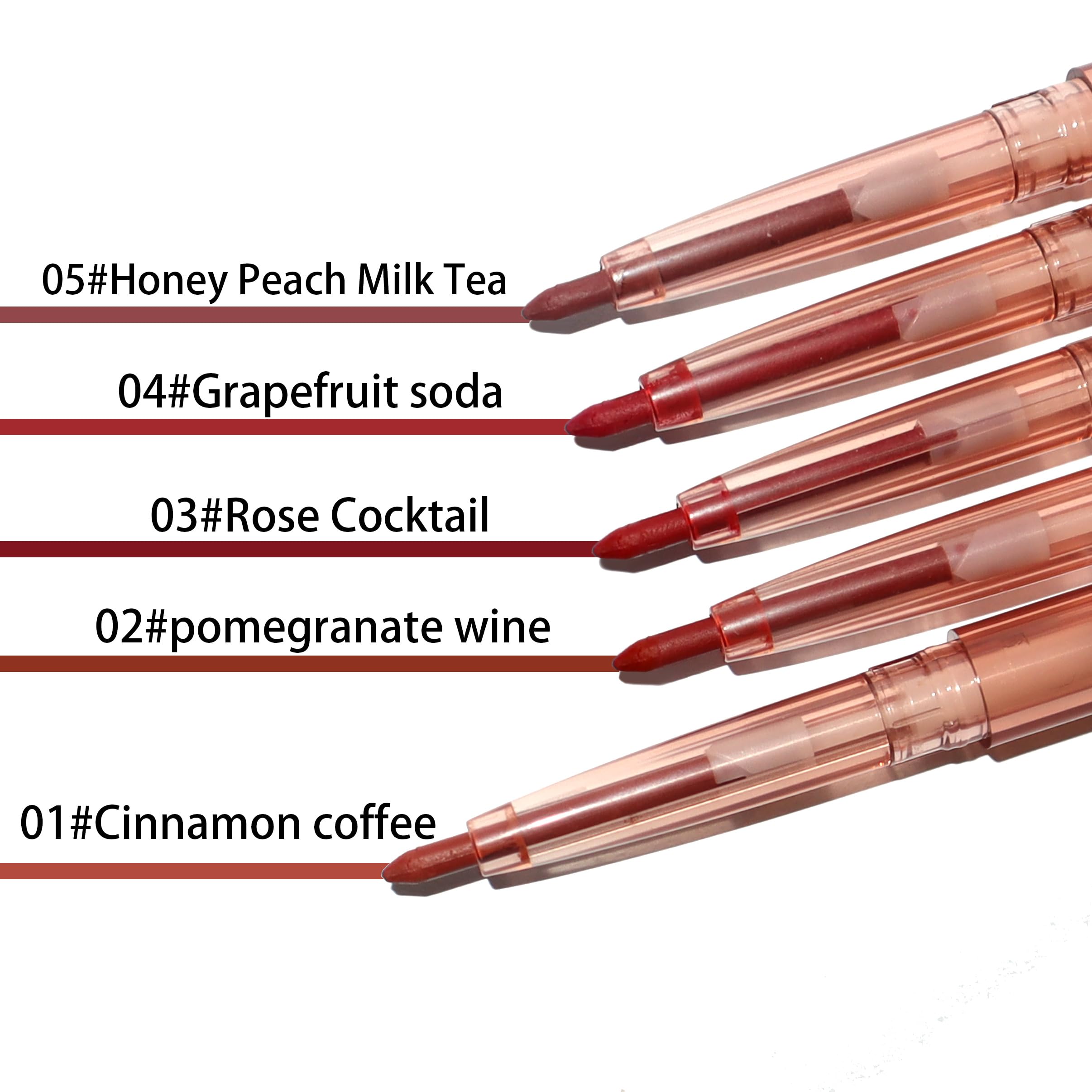 Lea ll U Lip Liner & Lip Glaze Set, Waterproof Smooth Lip Liner, Long Lasting Matte Lip Glaze, Velvet Lip Glow, 2 Pcs, Nude Lipstick, 5 Colors (03#Rose Cocktail)