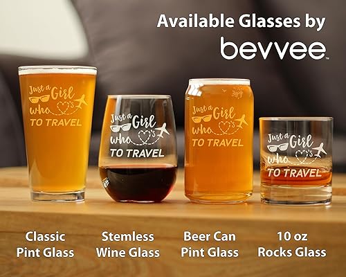 Miniatura 5 de Bevvee Girl Who Loves to Travel - Copa de vino sin tallo, regalos para mujeres viajeras, vasos grandes de 17 onzas