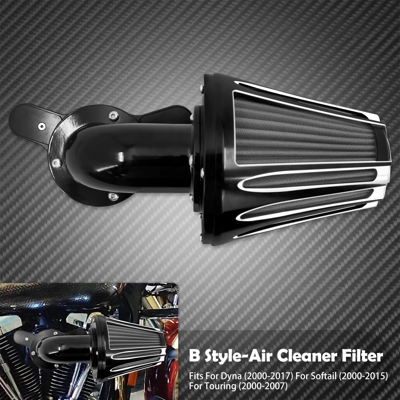 Kompatybilność z Pit Bike crossowym‌ Filtr powietrza CNC do motocykla pasujący do Harley Sportster XL 1200 883 48 72 Dyna Touring Softail Fat Boy CVO Electra Road(Air Cleaner B)