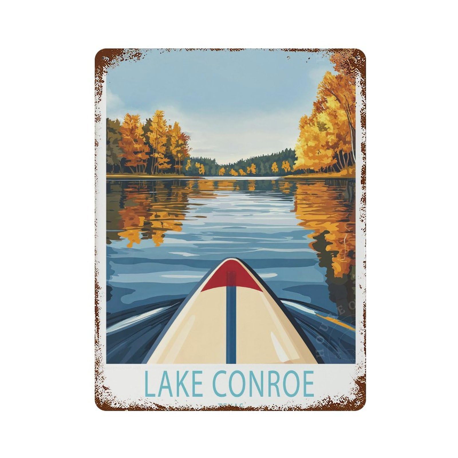 xiaoxiaoshen Lake Conroe Texas Travel Gifts, Wedding Present Wall Decor Art Metal Tin Poster Modern Home Decor Art Home Bar Shop Decorations Vintage Sign 40x30cm