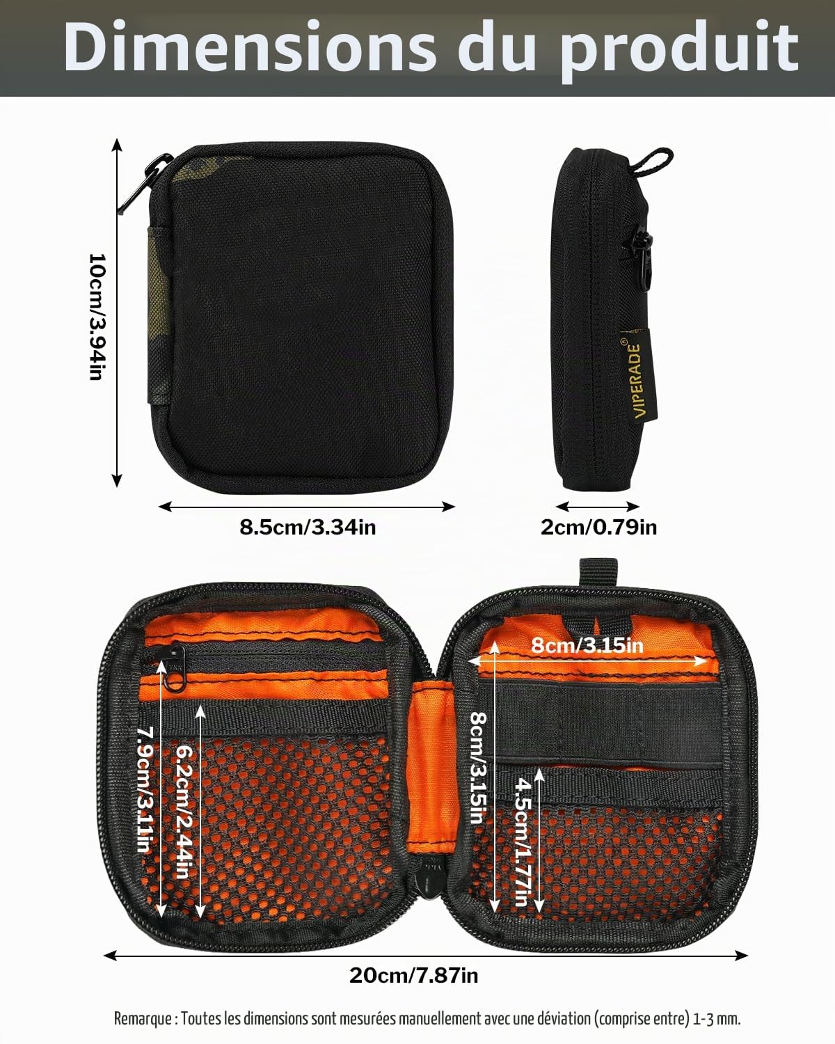 VIPERADE VE34 Mini Pochette EDC, Petite Sacoche pour Outils de Poche et multitools, Pochette EDC compacte Servant de Mini Portefeuille pour Homme