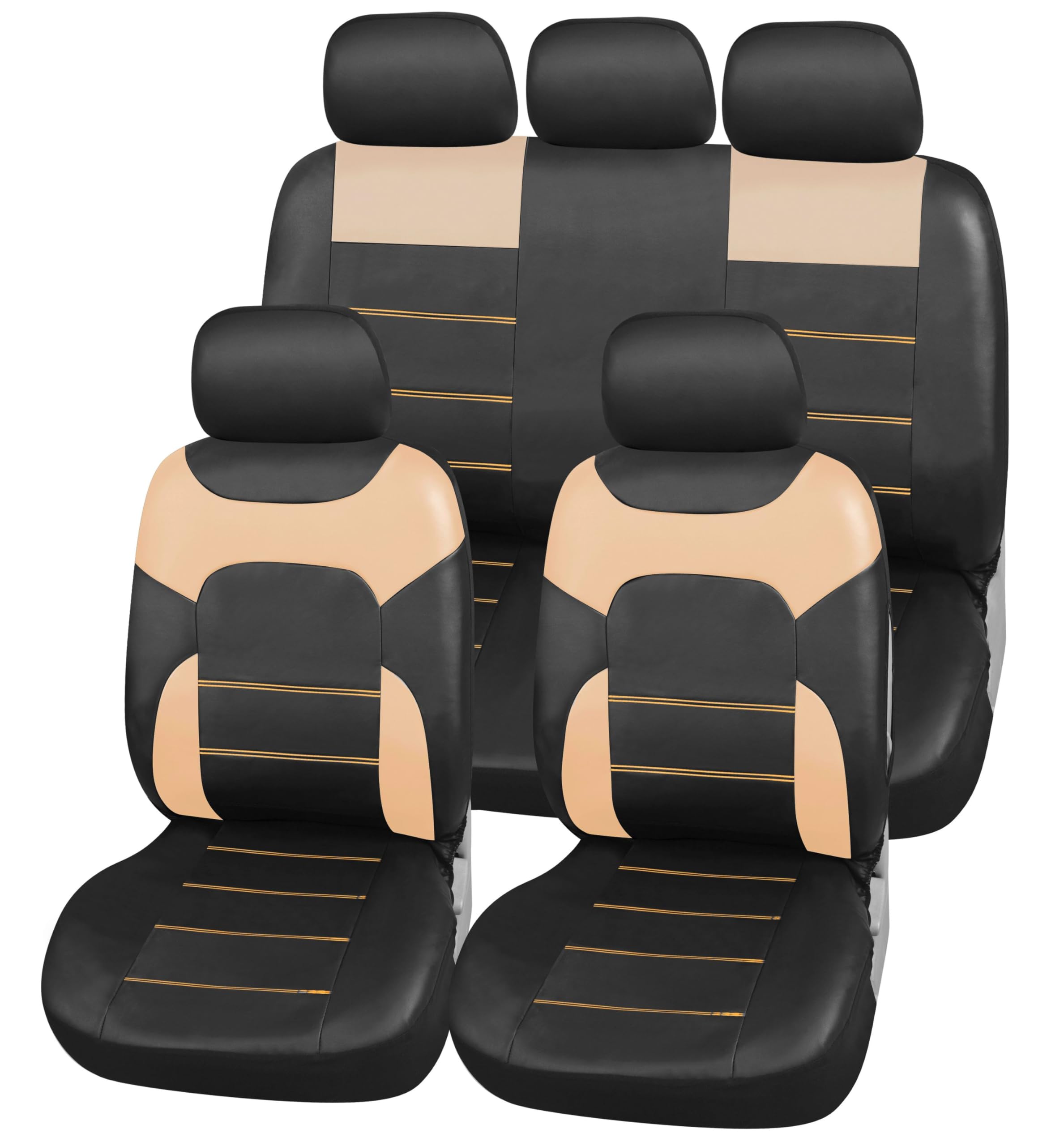 Upgrade4cars car seat covers set, universal car seat covers for summer and winter, complete set for front and rear seats, black
