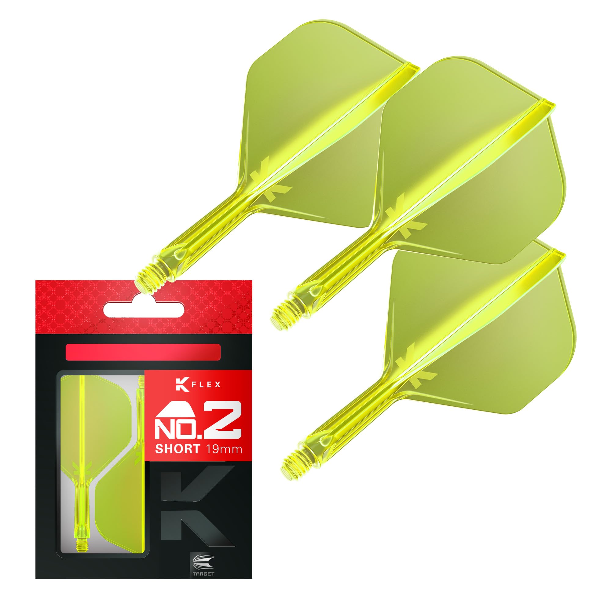 Target Darts K Flex Integrated Dart Flights And Shafts, No.2 | Pack Of 3 K-Flex - No2, Kflex All In One Moulded Dart Flight & Stem Lengths: Short, Intermediate & Medium | Professional Dart Accessories