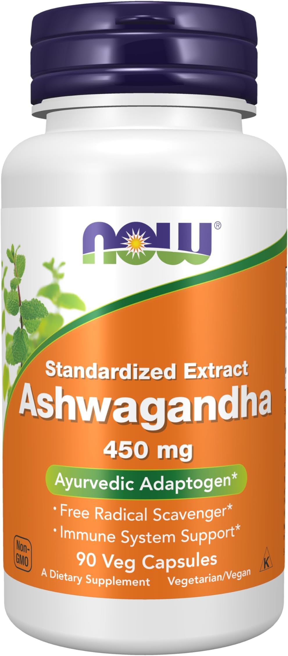 Now Supplements, Ashwagandha (Withania somnifera) 450 mg (Standardized Extract),Veg Capsules, 90 Count (Pack of 12)