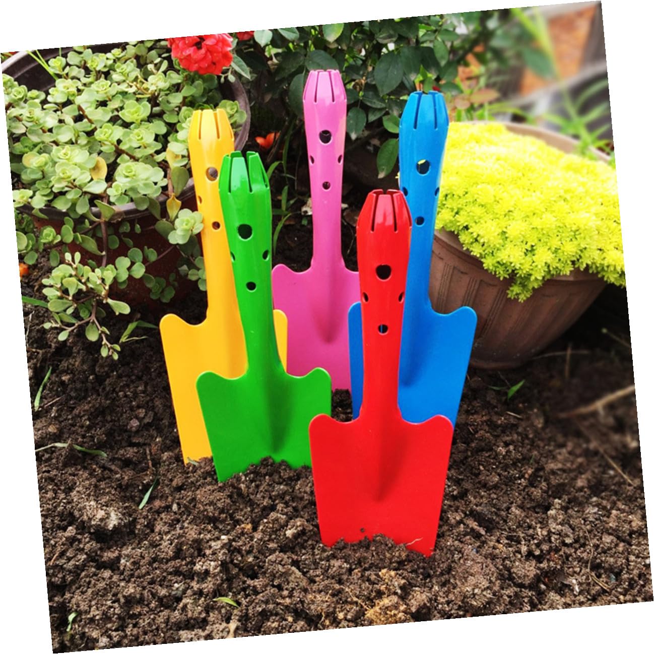 DOITOOL 5 Stück Gartenschaufel aus Eisen Kleine Handschaufeln zum Pflanzen und Jäten Leichtes Gartenwerkzeug für Blumen und Setzlinge im Garten