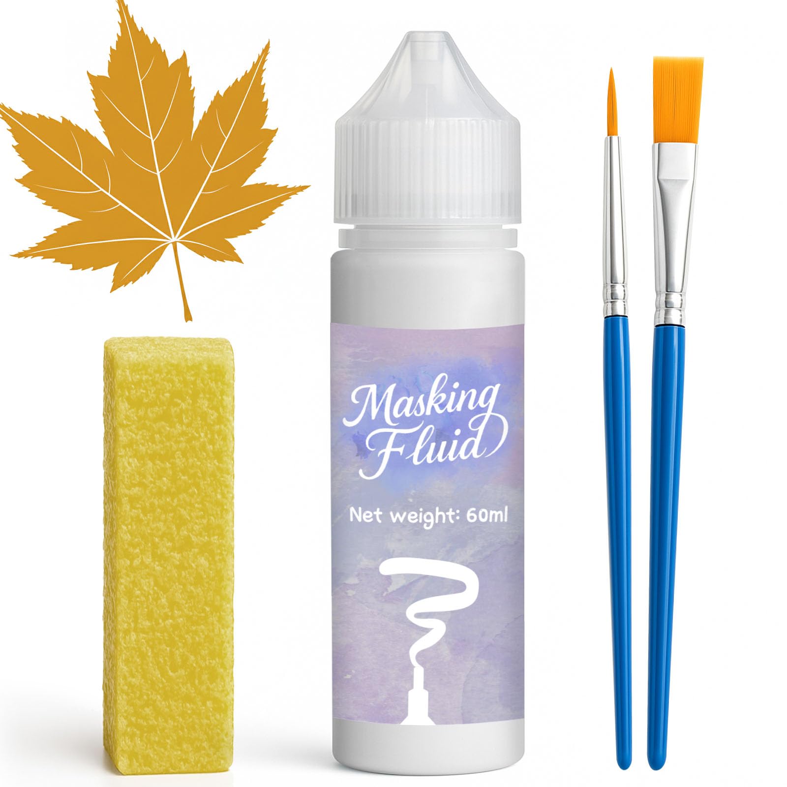Nice2meu White Masking Fluid For Watercolor Painting 60Ml, Quick-Drying And Easy To Peel, No Residue, Prevents Accidental Staining, Art Supplies For Watercolors & Art Projects (White)