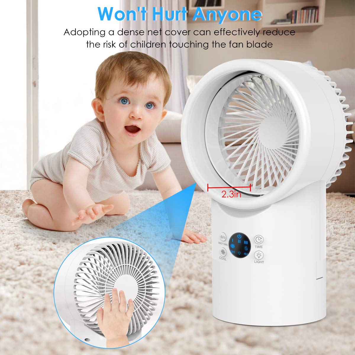 Portable Air Conditioner Fan, Personal Air Cooler Desk Fan Mini