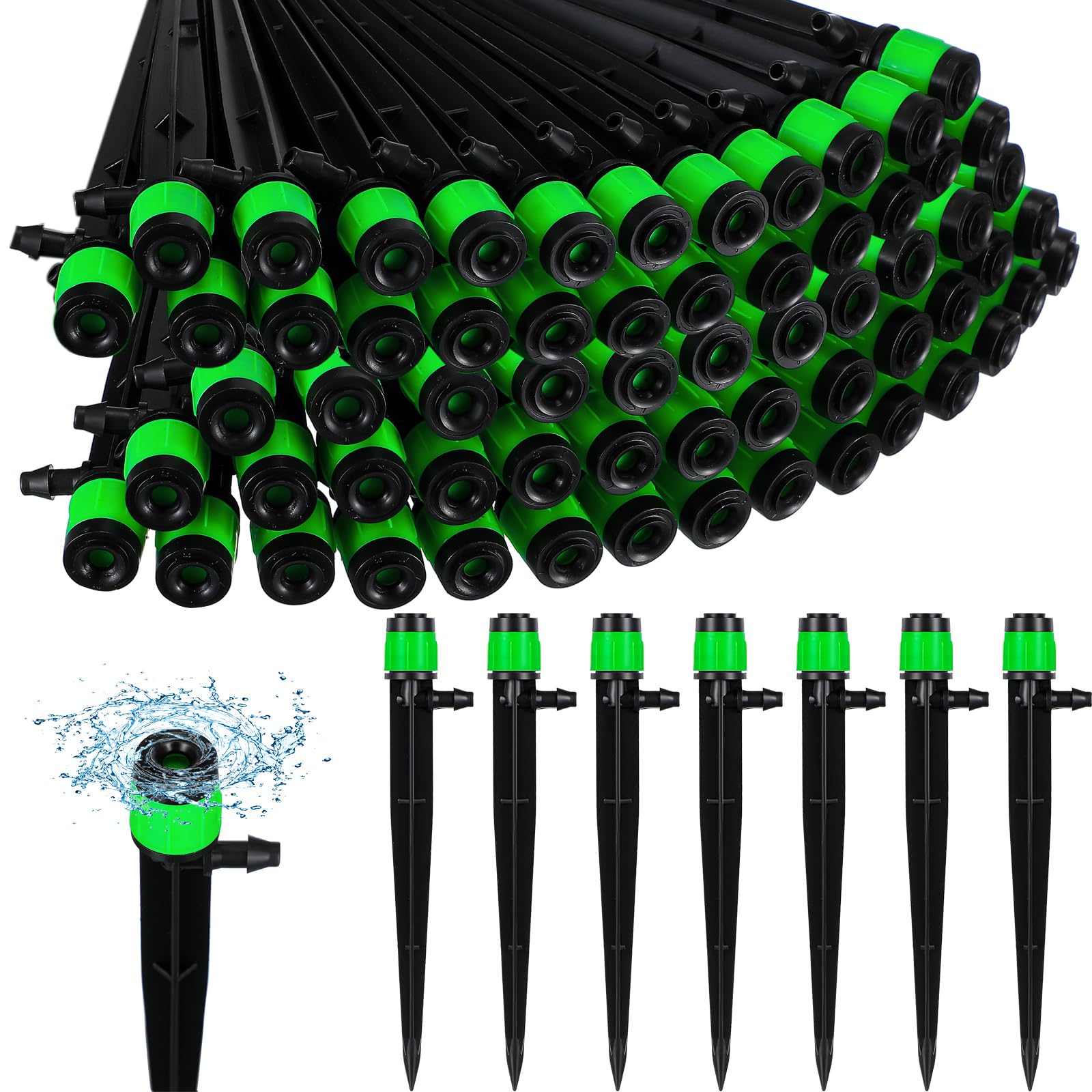 Gerrii 400 Pcs Drip Irrigation Emitters Drip Irrigation System Adjustable Fan Shape Drip Irrigation Parts 360 Degree Water Flow Sprayer for 1/4 Inch 4-7 mm Irrigation Tube Drip Sprinkler Head Garden