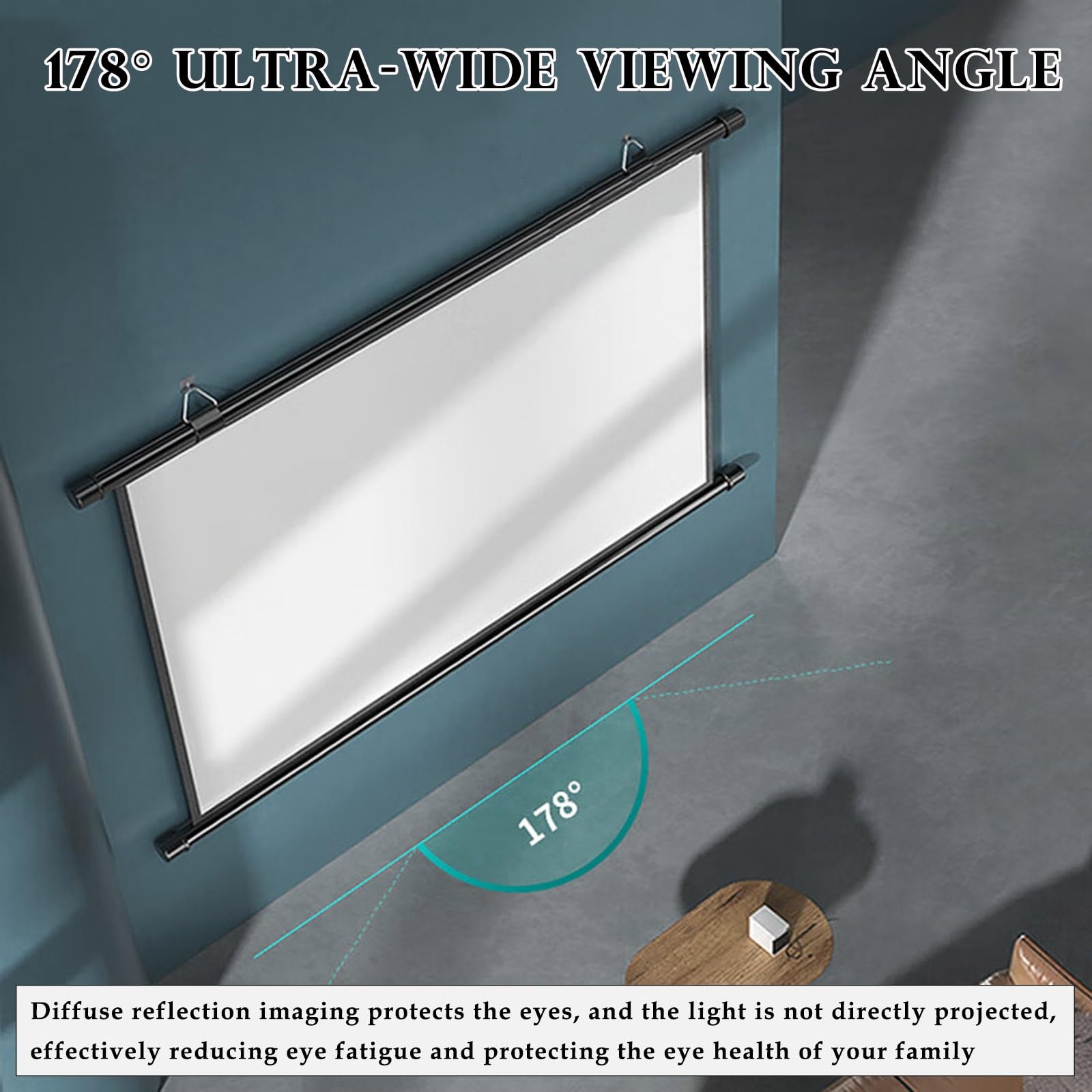 Schermo for Proiettore Da 30/40/50 Pollici, 4K Telo Proiettore Home Theater | 16:9 4:3 Telo for Videoproiezioni, AntiRughe Schermo Di Proiezione A Parete, for Feste Ufficio Aula(60in 4:3)