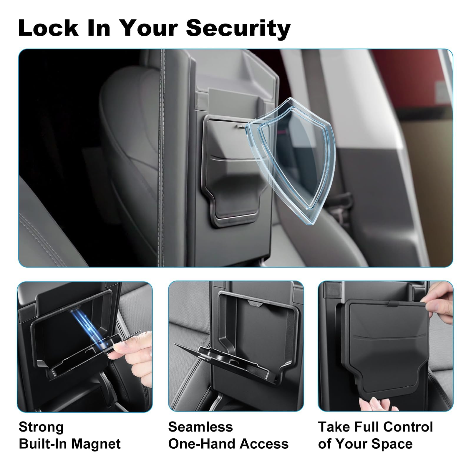 Eonflux Upgraded Center Console Organizer Tray 5PCS for Tesla Model Y Juniper 2025-2026 Accessories, Hidden Storage Box, Cup Holder Insert & Armrest Drawer, Compatible with Model 3 Highland 2025