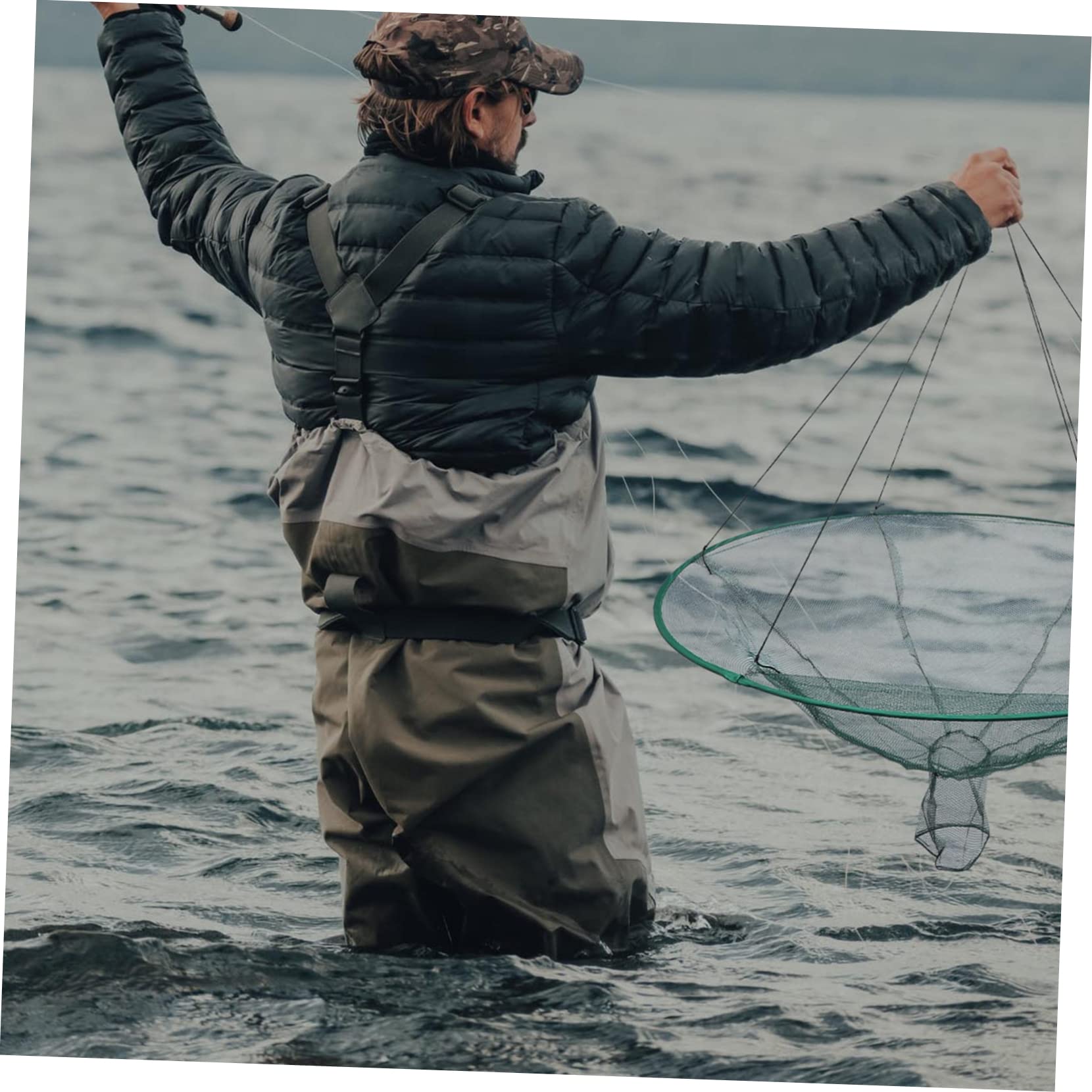 ibasenice Red Pescador Plegable de Poliéster, Trampa de Pesca Multiuso para Camarones y Cangrejos, Ligera, Accesorios de Pesca para Río Varios Estilos