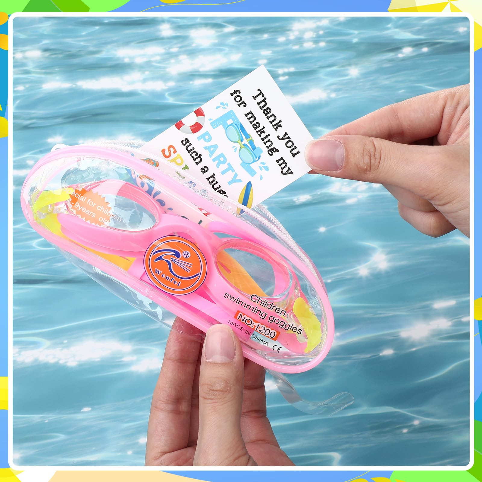 Relaxweex 36 Sets Schwimmbrillen, Geschenke, Großpackung mit Dankeskarten für Pool-Party, verstellbare Anti-Beschlag-Schwimmbrille mit Etui für Sommer, Ende des Jahres, Outdoor-Aktivitäten