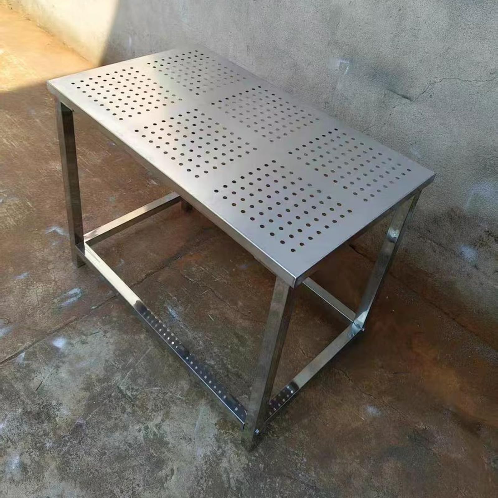 Tavolo da lavoro in acciaio inox per garage, officina, cucina, superficie piana portatile con dissipazione del calore, facile da montare, design compatto, 100 x 60 x 80 cm