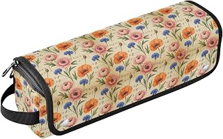 Yuiboo Hair Straightener Travel Bag with Heat Resistant Mat | Moisture-Proof, Portable, Zipper, with Hanging Loop, Travel Accessory, for Hot Hair Styling Tools, Vintage Sheet Music Flower