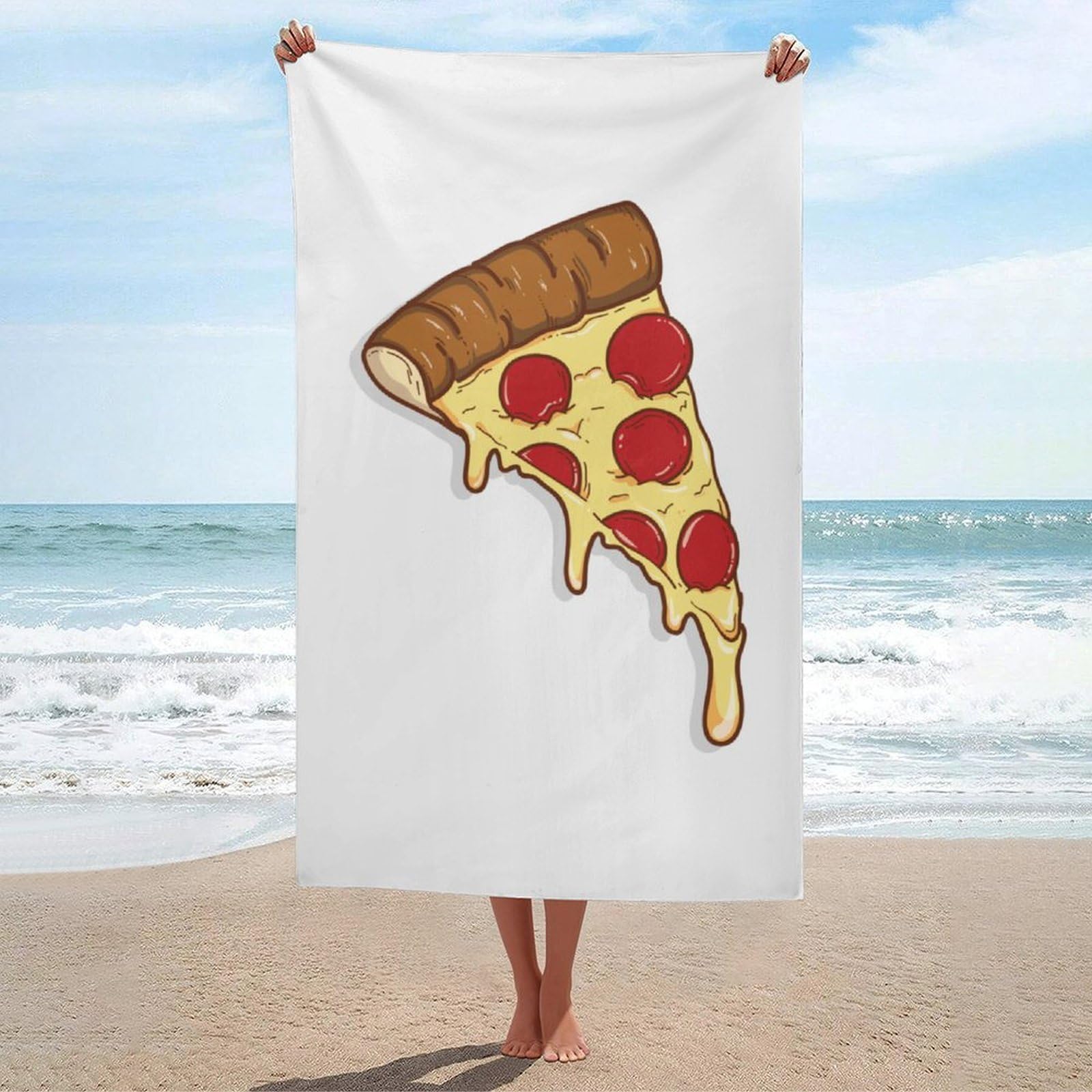 LEDFCVSU Beach Towel, Pizza Bath Towel, Absorbent Towel for Swimming, Sports, Travel