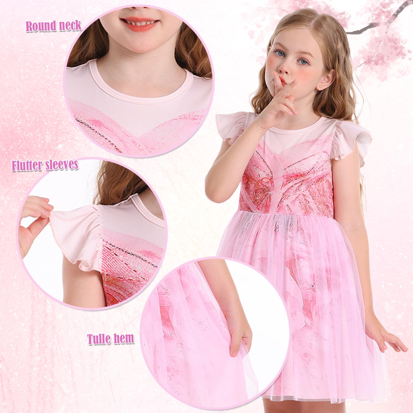 Marendyee Girls Witch Costume Kids Pink Princess Fancy Party Dress Up World Book Day Costumse for Girls Witches Christmas Dresses Cosplay Children's Pretend Play Clothes Outfit 7-8 Years - Image 4