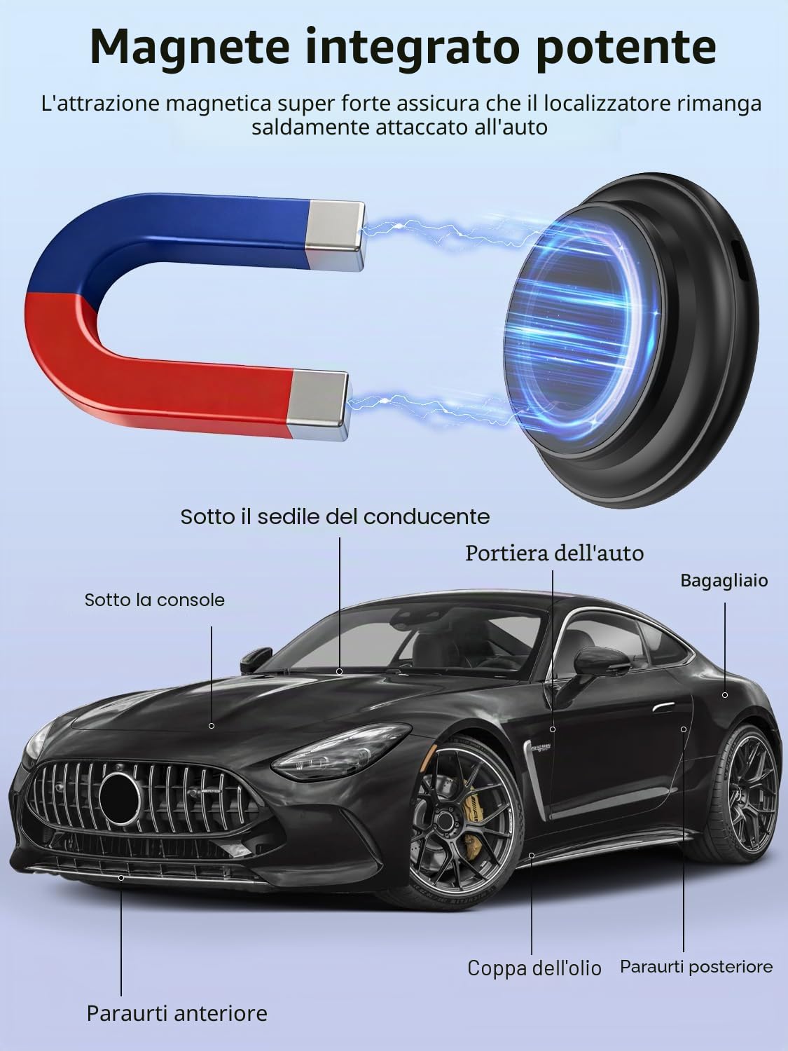 GPS Tracker per Auto, Magnetico Localizzatori GPS Compatibile con iOS e Android, Tracciamento Globale in Tempo Reale, Impermeabile IP67, Batteria Sostituibile,per Auto/Moto/Chiavi/Animale Domestico