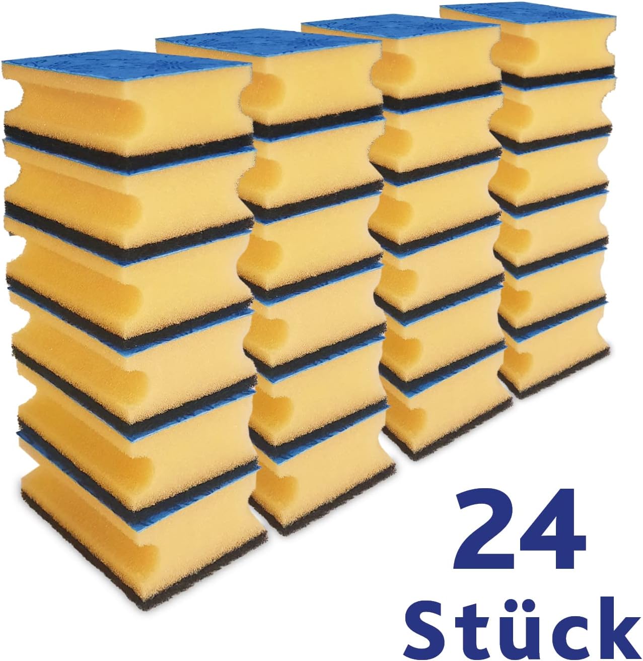 Vileda Glitzi Plus Sponge, Polyurethane, Yellow, Black, Normal