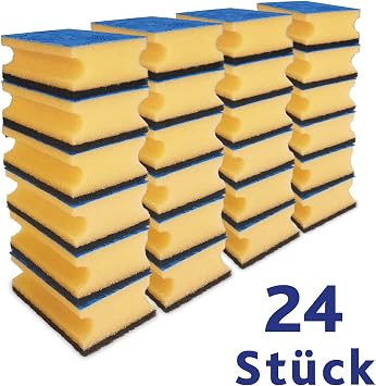 Vileda Glitzi Plus Sponge, Polyurethane, Yellow, Black, Normal