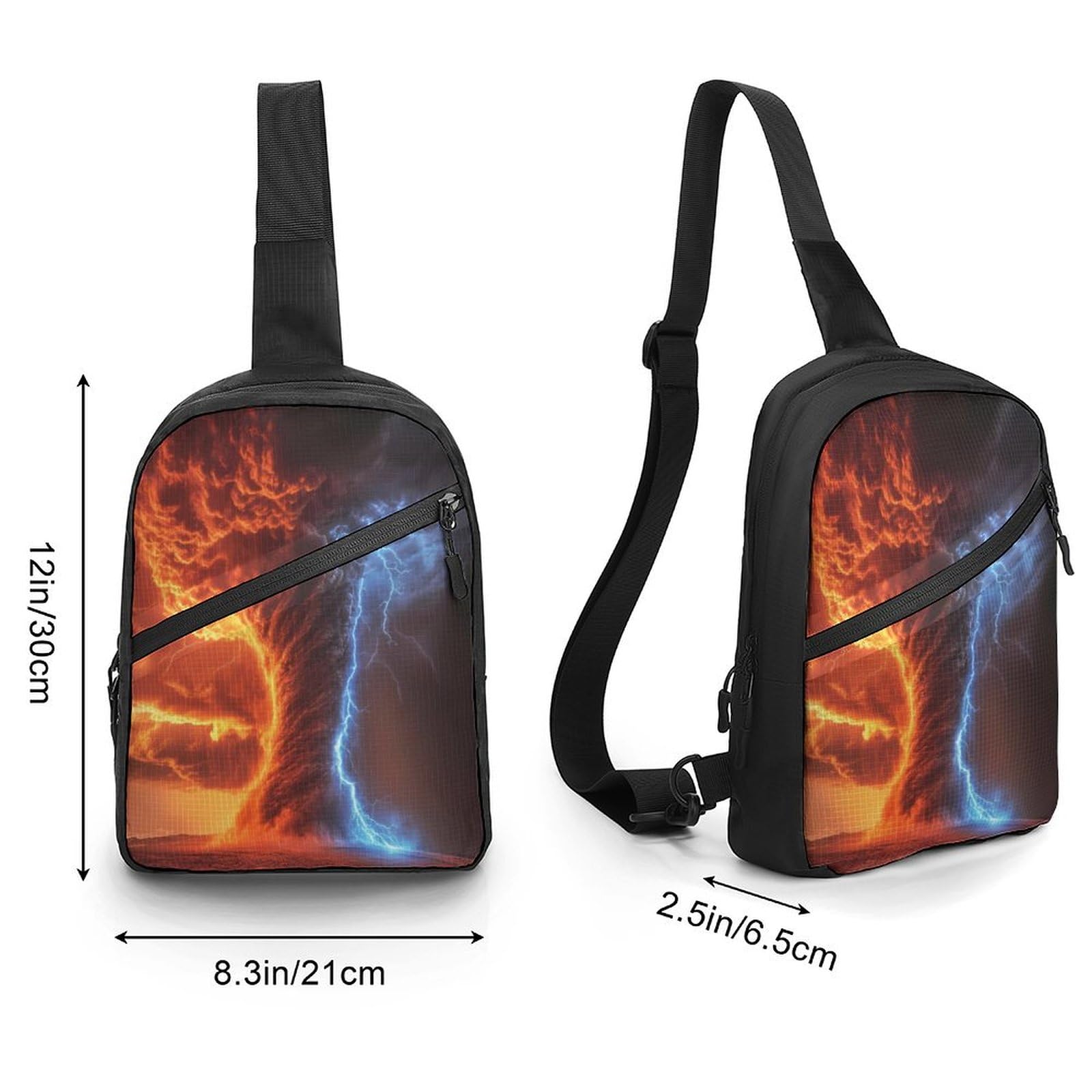 Tornado Thunderstorms Chest Bag Foldable Crossbody Unisex Pack Travel Hiking Adjustable Shoulder Straps Sling Bags