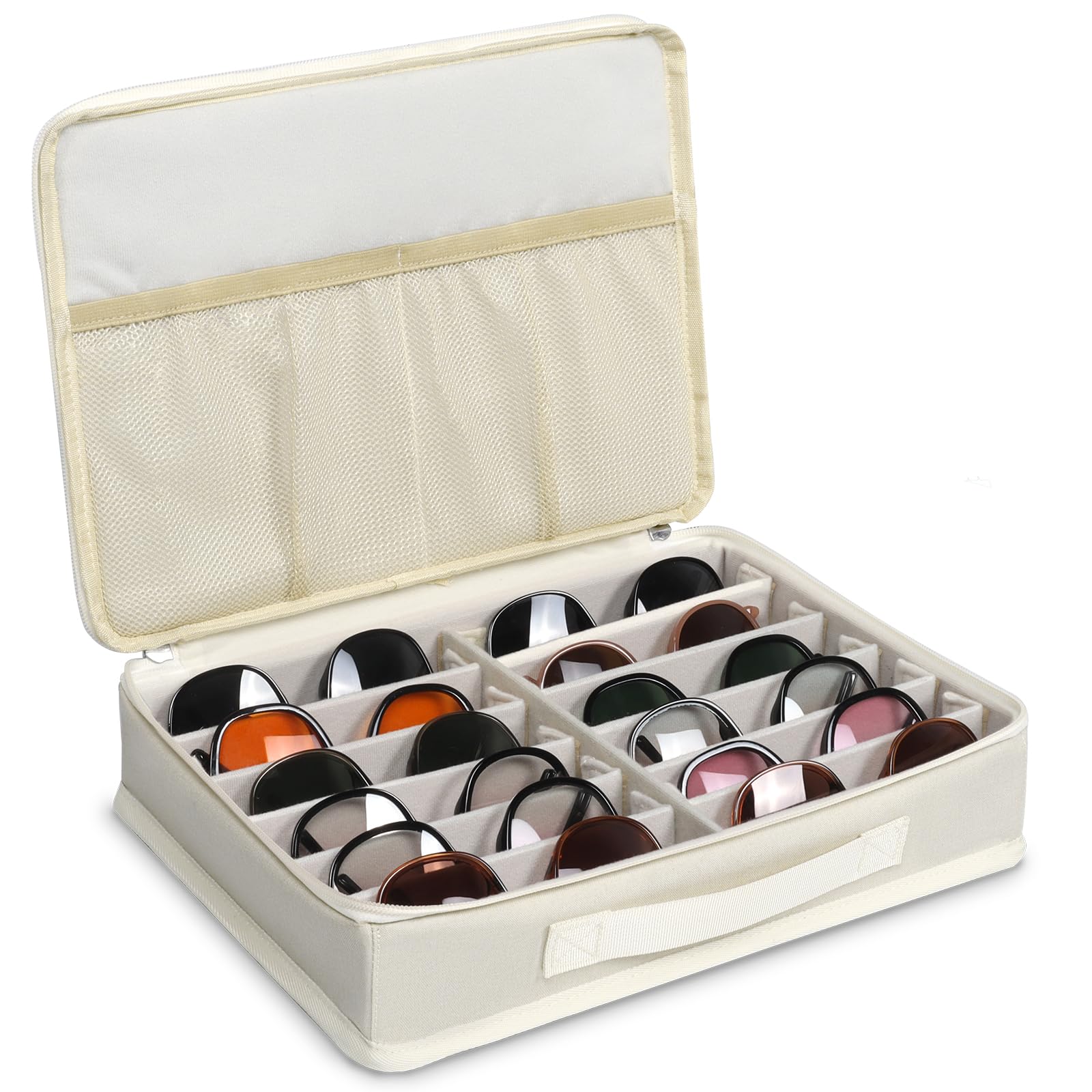 Bukere Sunglasses Organizer Case, Adjustable Slots for Multiple Pairs, Travel Eyeglasses Storage Box, Glasses Holder