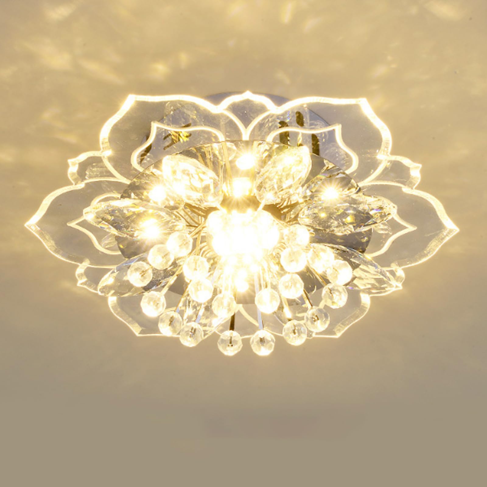 AHXIAOZN Plafonnier en Cristal Moderne,Mini Plafonnier en Cristal,LED Lustre en Cristal Semi-encastré pour Salon, Chambre, Salle à Manger, Couloir