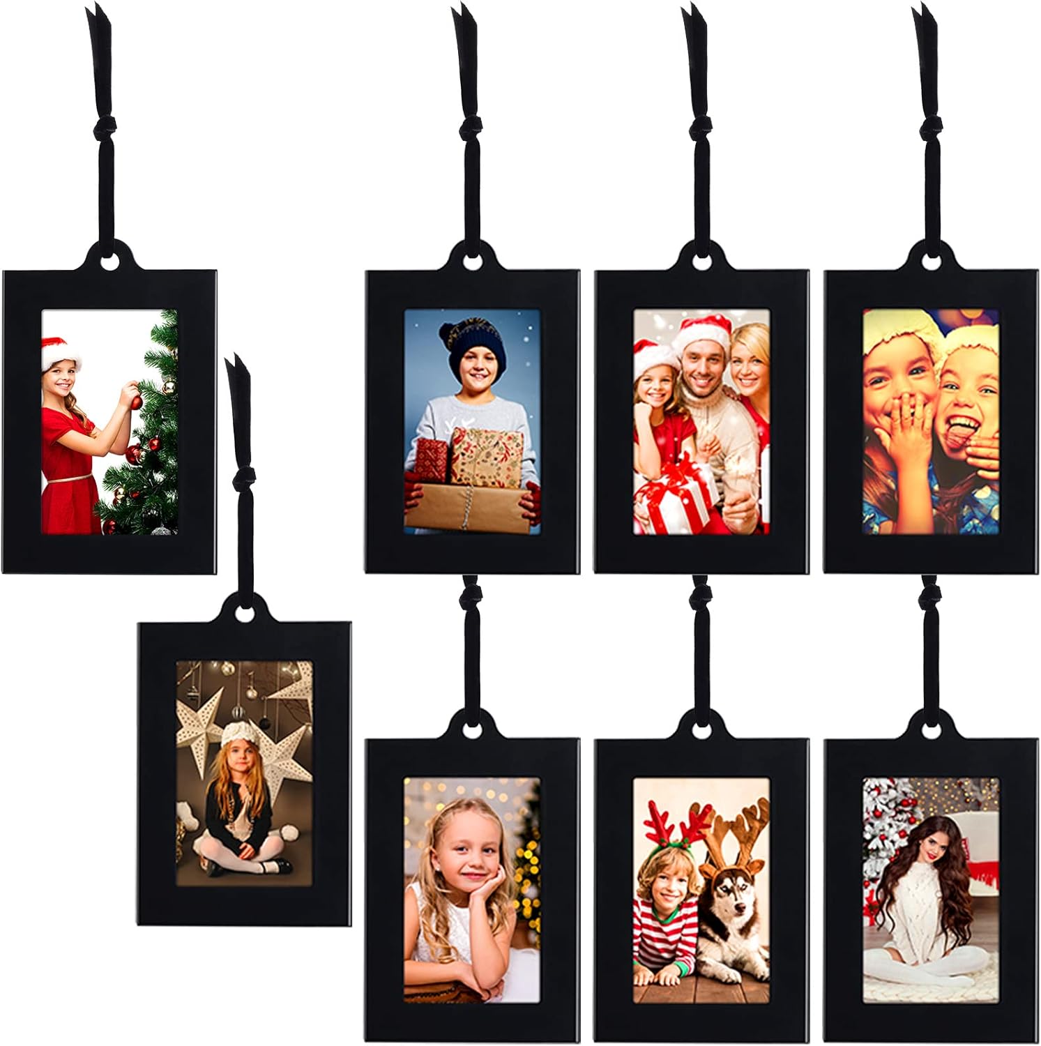 Jetec 8 Pieces Christmas Hanging Picture Frame Ornaments