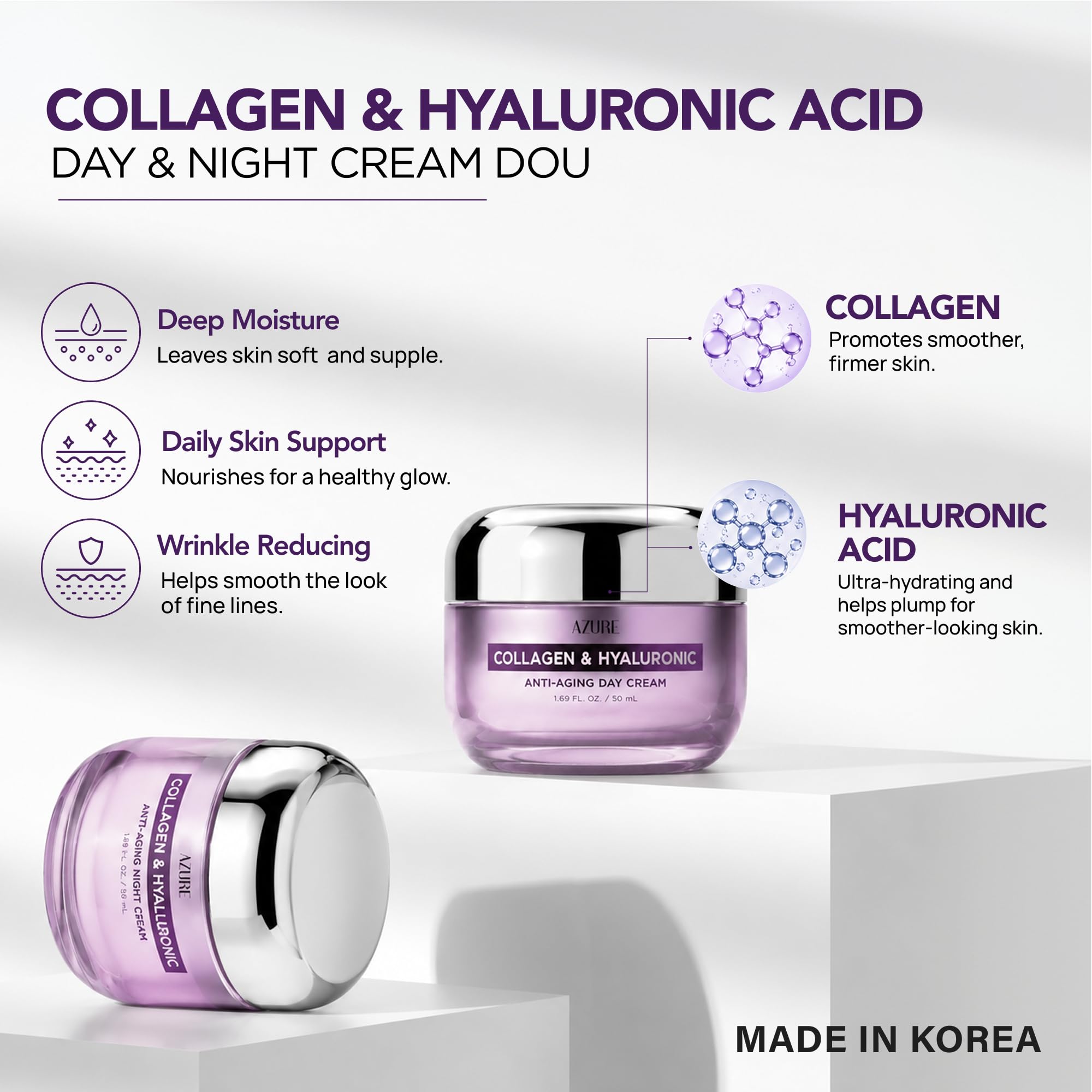 Amazon.com: Collagen & Hyaluronic Acid Face Moisturizer, Hydrating