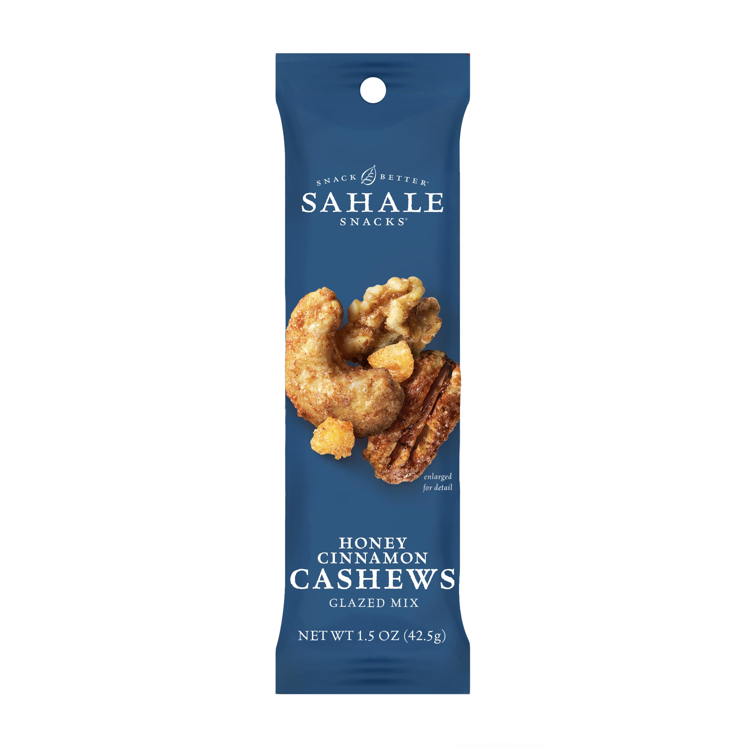 Sahale SnacksHoney Cinnamon Cashews Glazed Mix, 1.5 oz Bags (18 Packs) - Dry-Roasted Deluxe Mixed Nuts - Walnuts, Pecans & Dried Apples - Non-GMO, Kosher, & Certified Gluten-Free Snacks
