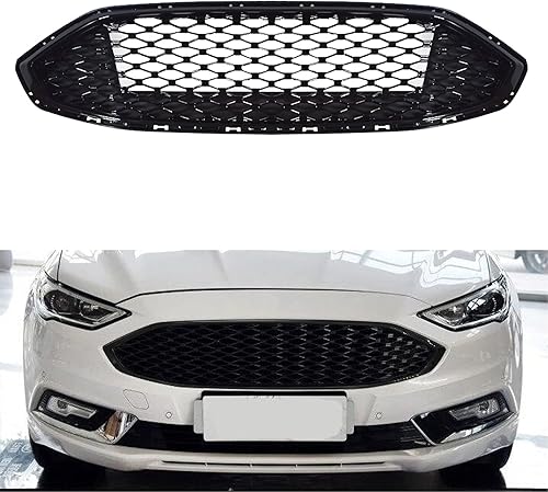 munirater Parachoques delantero Parrilla Honeycomb Gloss Black Rejilla Reemplazo para Fusion 2017 2018