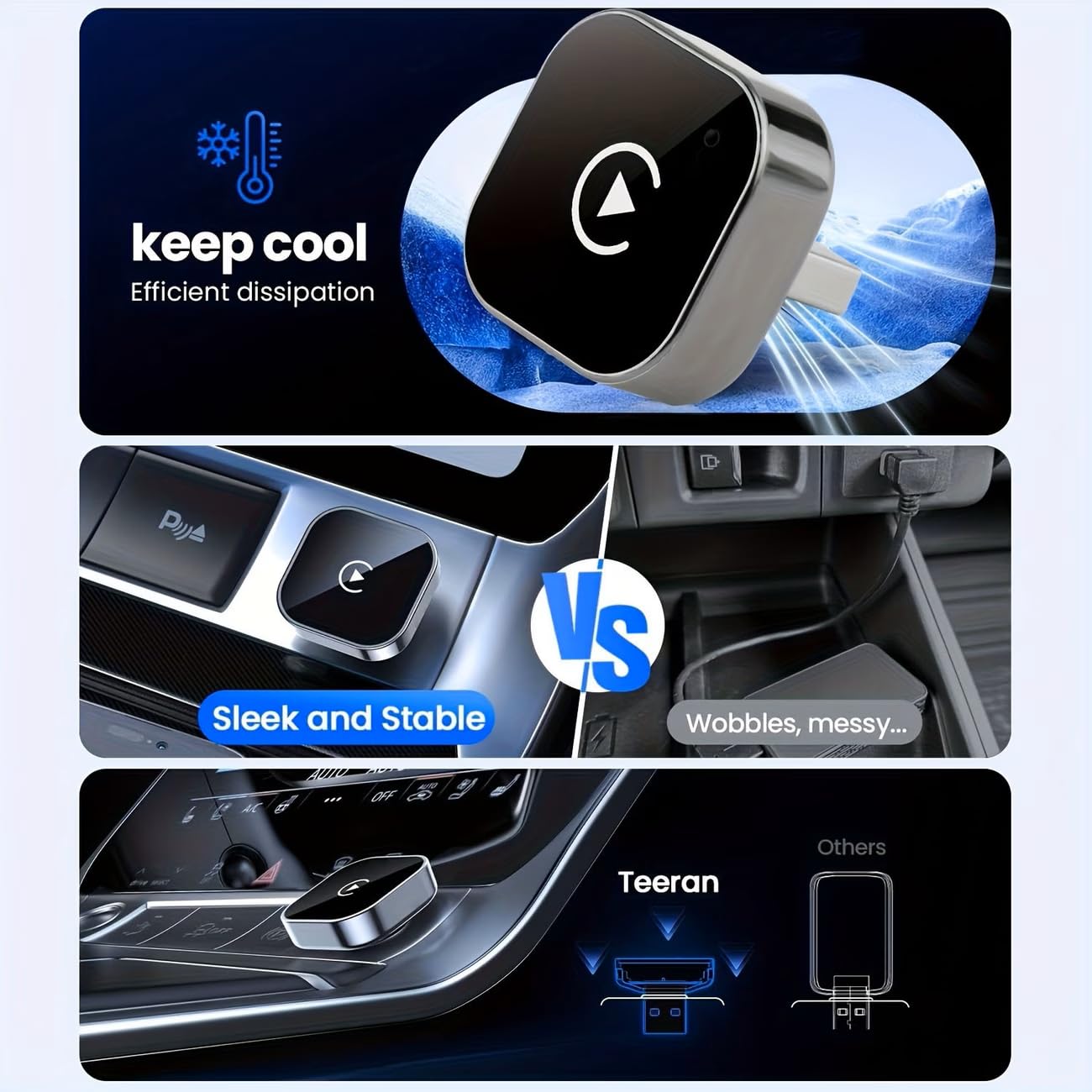 2026 Upgraded Wireless CarPlay Adapter, Plug and Play Auto-Connect Converter, Suitable for cars with carplay, Compatible with iPhone iOS 10+ & Android Auto 11+, Bluetooth