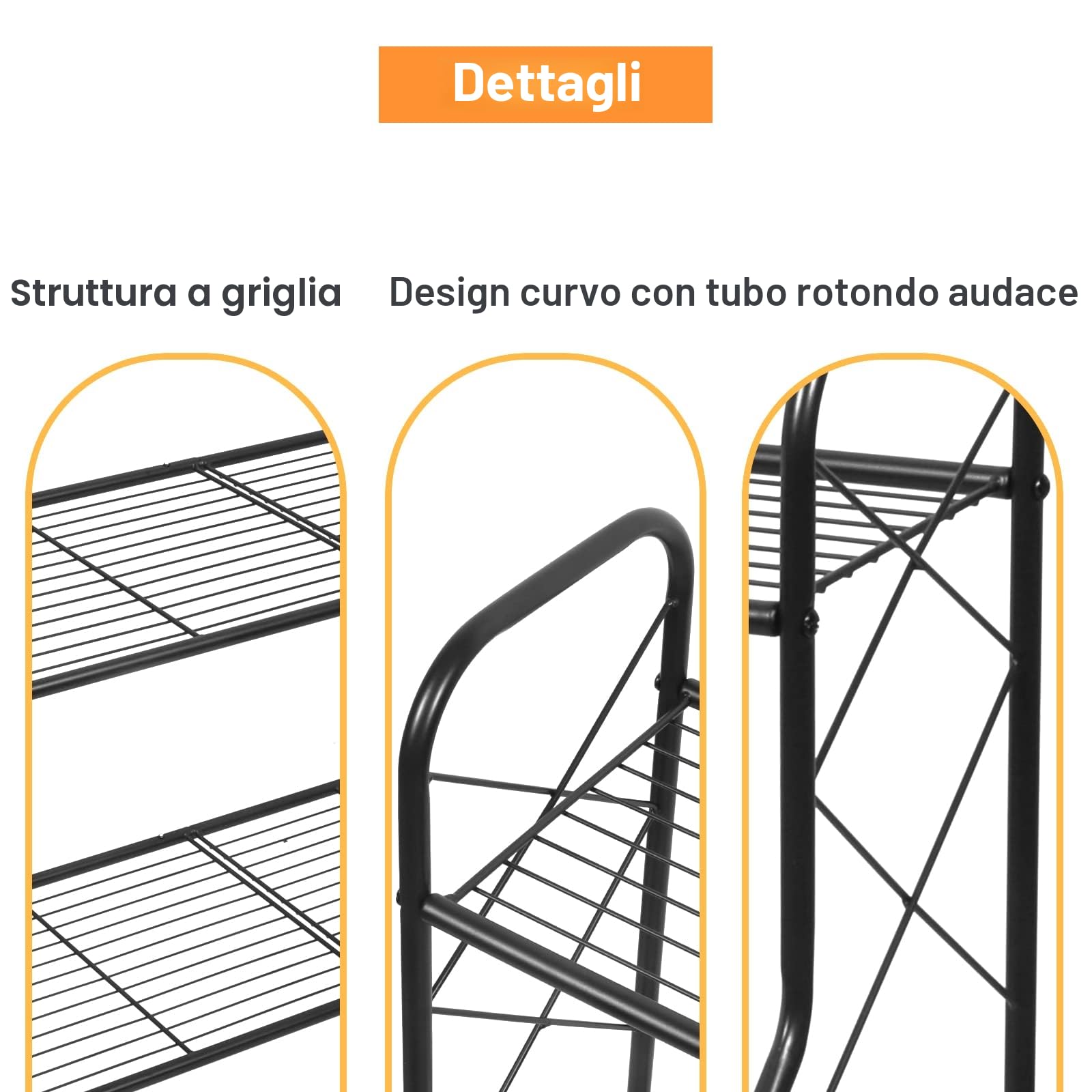 Bomclap - Scaffale per piante in metallo a 3 ripiani per esterni e interni, balconi e giardini, multifunzionale, con grande capacità, colore nero