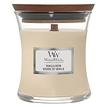 WoodWick Candela profumata con stoppino scoppiettante | Candela a clessidra piccola Baccello di vaniglia | Fino a 20 ore di combustione | Regali perfetti per le donne