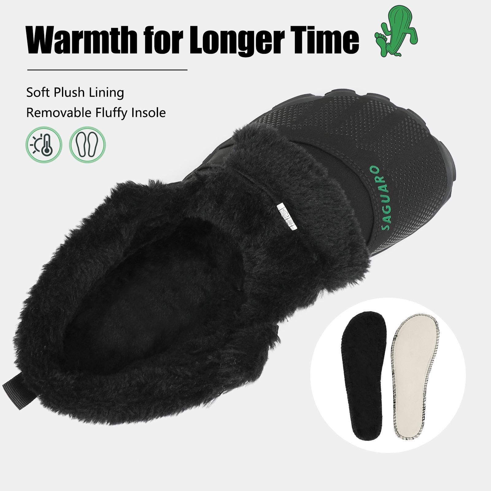 SAGUARO Barefoot Stivali Invernali Impermeabile Uomo Caldo Scarpe Inverno Donna Trekking Sneaker Outdoor Impermeabile