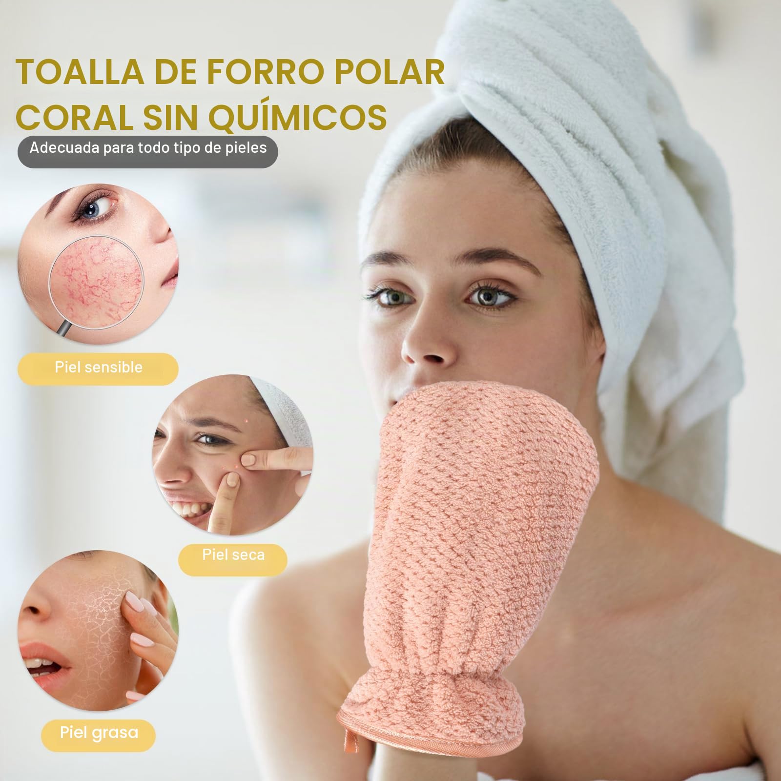 PHOGARY Pack de 4 manoplas de baño de rizo terciopelo coral microfibra, guante de lavado para cara y cuerpo, 13 x 20 cm