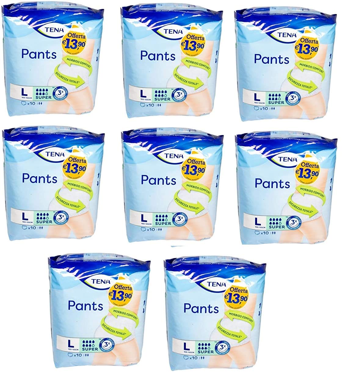 TENA PANTS Super Large 80 pièces – 8 boîtes de 10 pièces.