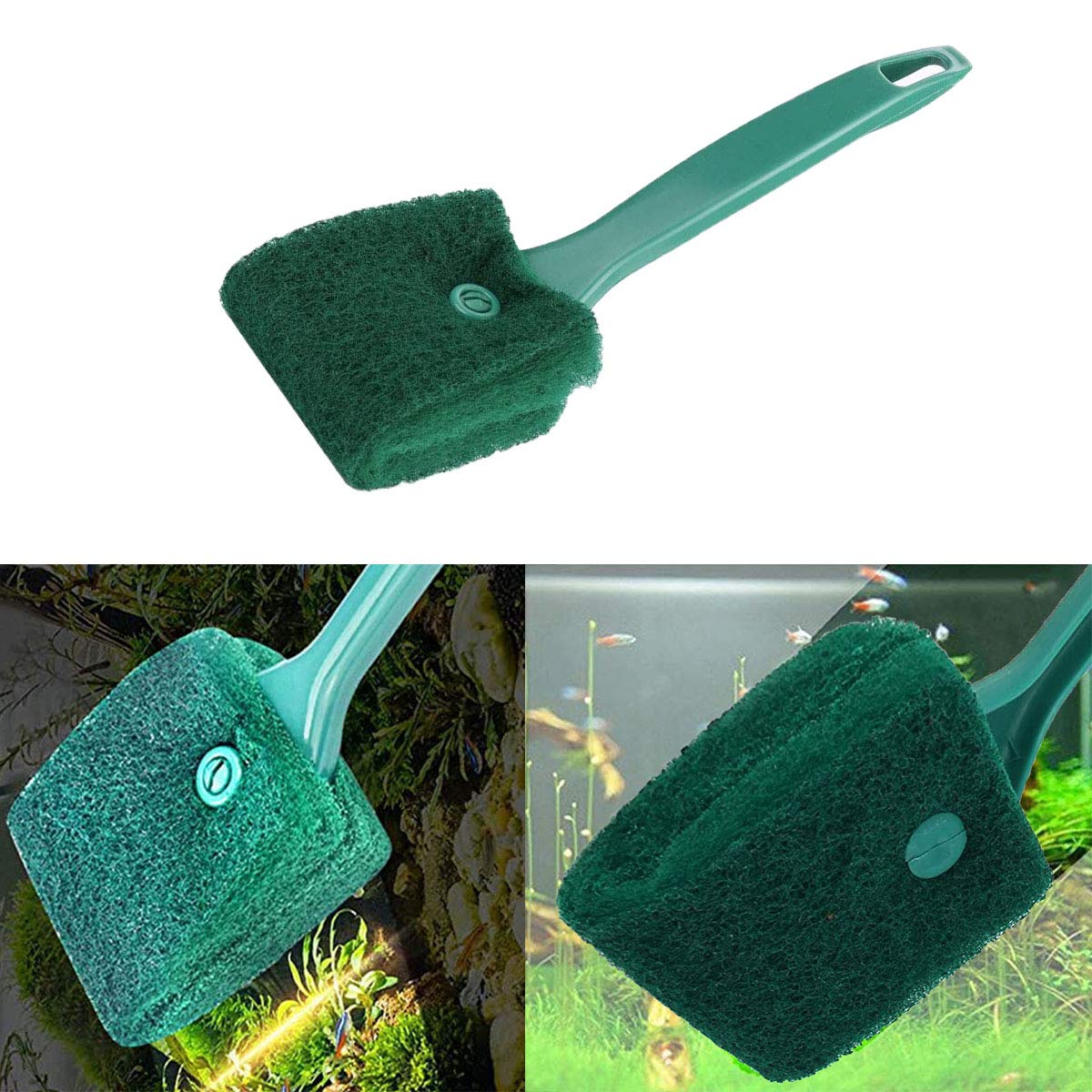 Ailindany Double-Sided Fish Tank Aquarium Cleaning Sponge Brush Green