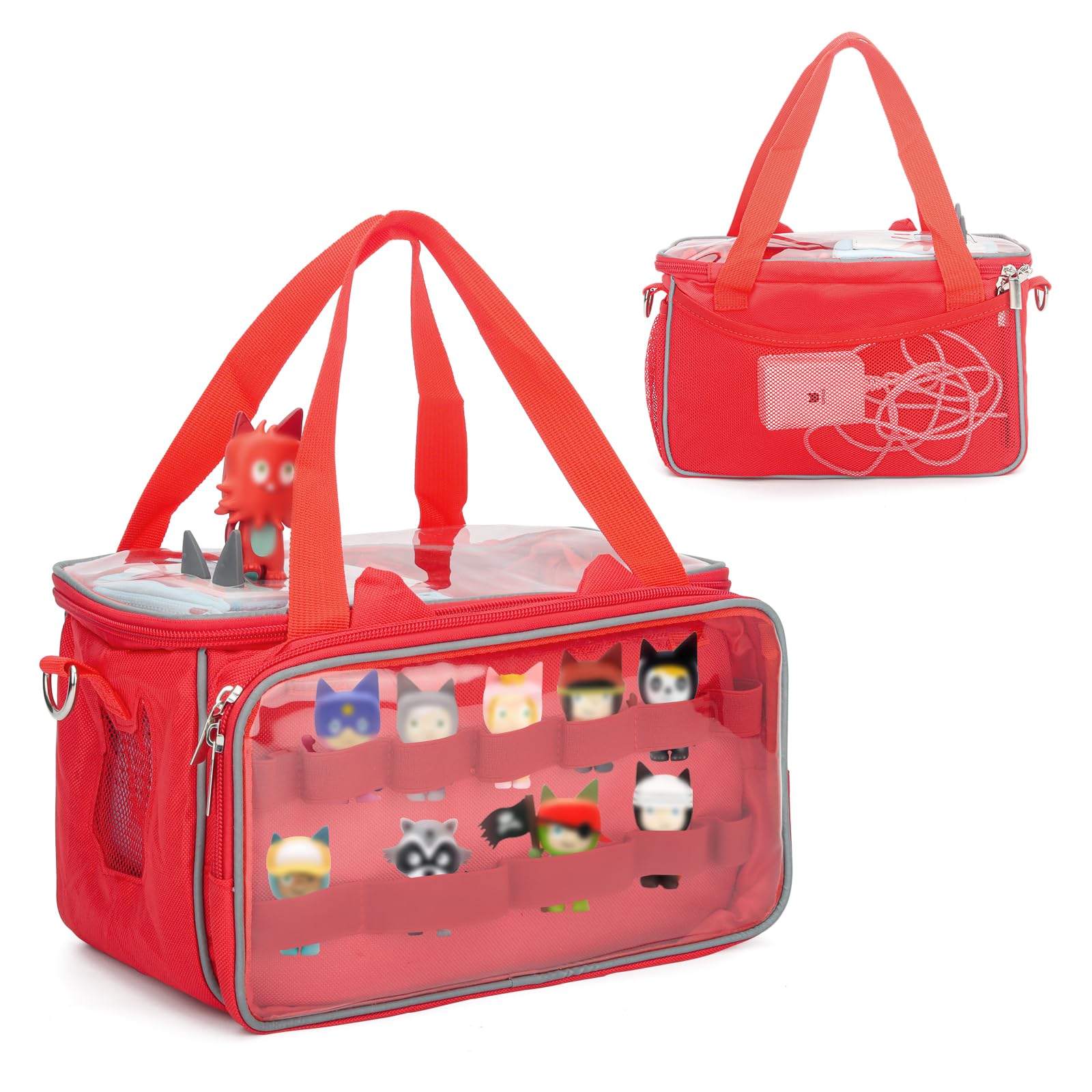 Taladad Carrying Case for Toniebox, Tonie Characters Figures, Toniebox Starter Set Headphones Charging Station Bag (Red)