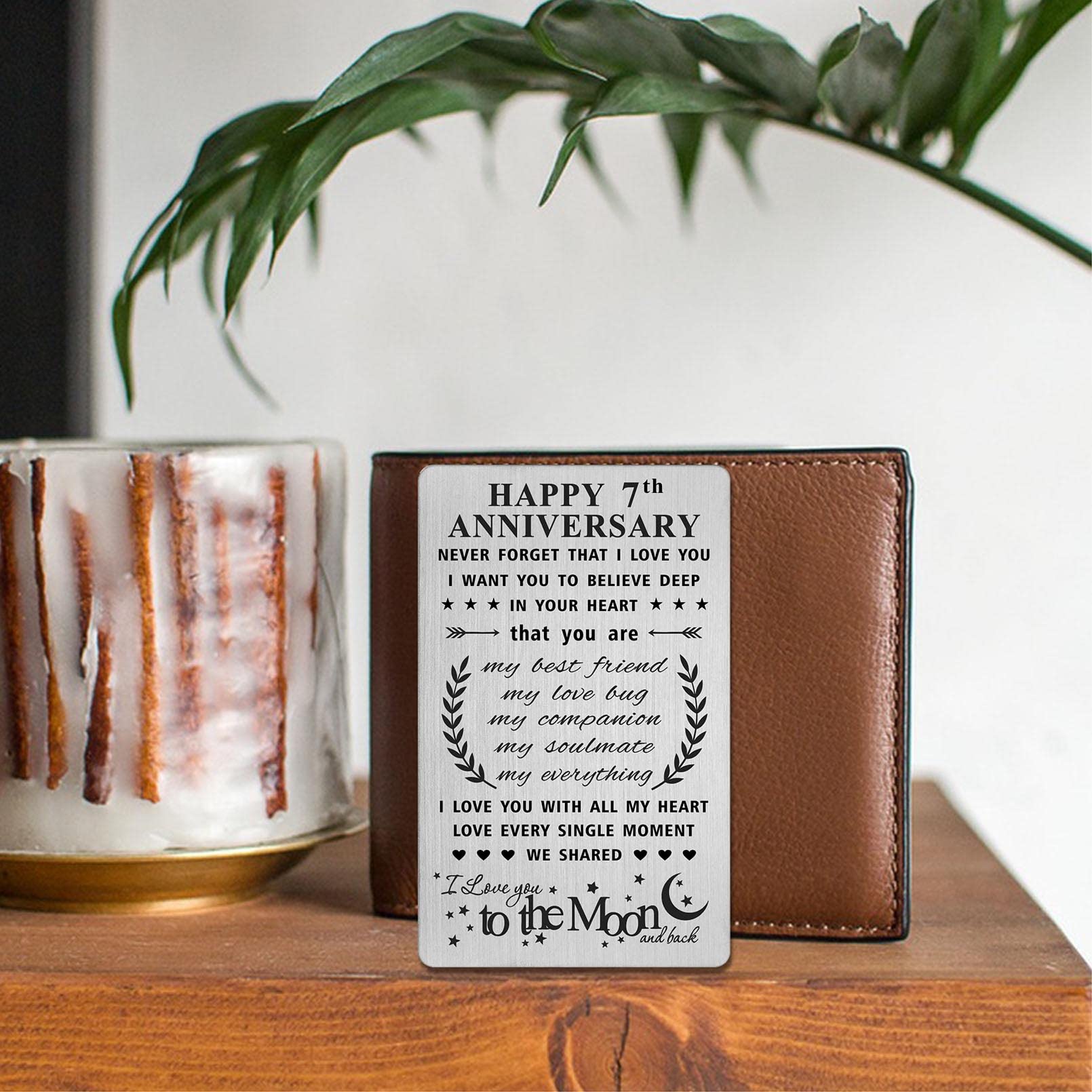 Jzxwan 7 Year Anniversary Card Gifts for Wife, Happy 7th
