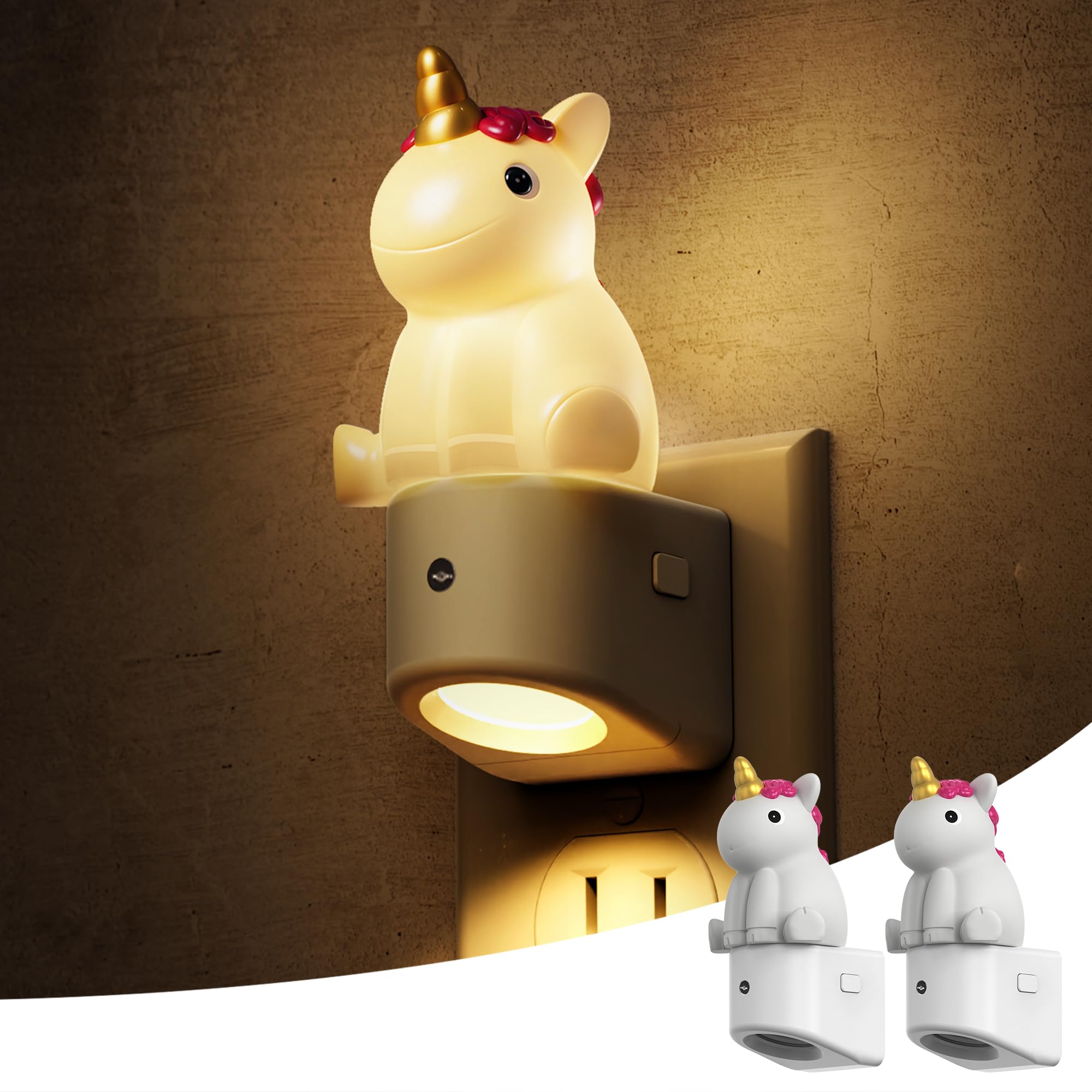 L LOHAS LED Plug-in Night Light for Kids, Cute Color Changing LED Night Light with Dusk to Dawn Sensor, Christmas, Birthday Gift Nightlight for Girls &amp; Kids, Room Decor