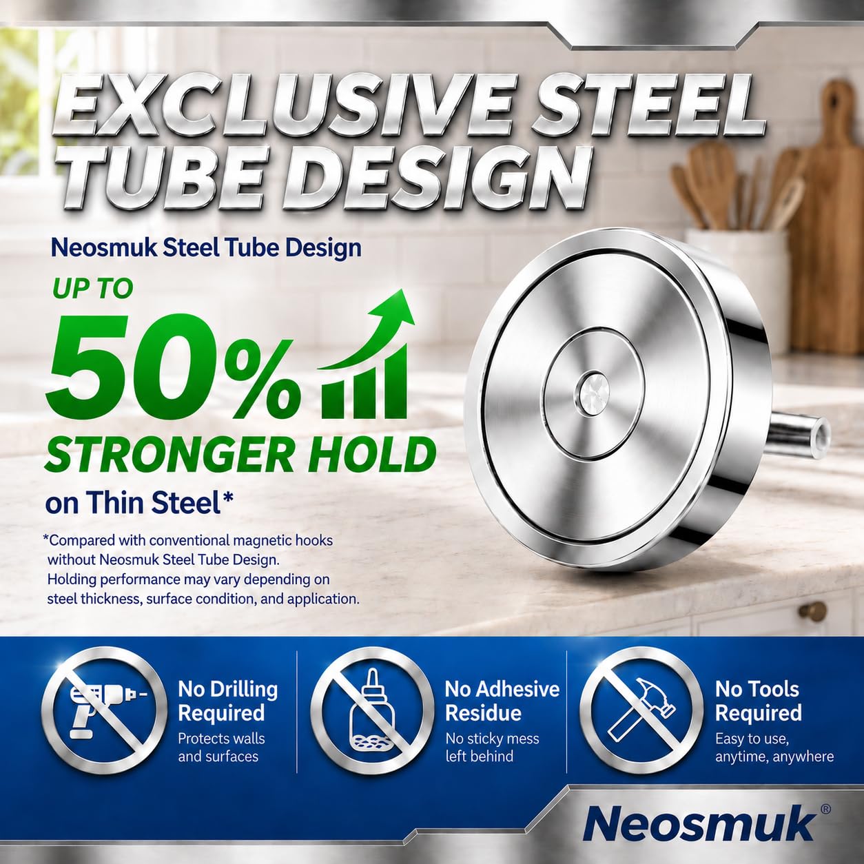 Neosmuk Magnetic Hooks - 6 Pack Heavy Duty -5