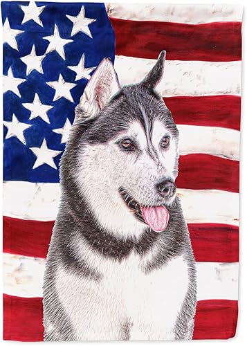 Miniatura 76 de Caroline's Treasures SS4017GF Bandera de Estados Unidos con Bulldog Inglés para jardín, bandera decorativa para patio exterior, patio, parterres,