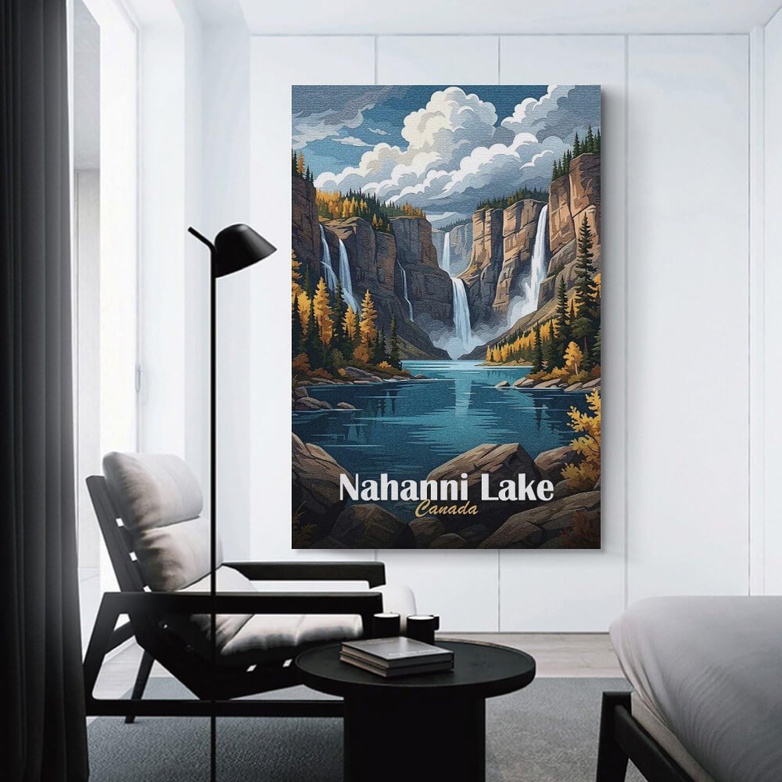 Junmoney Nahanni Lake Canada Landscape Room Decor Wall Art 24x36inch(60x90cm), for Art Walls, Layered Displays Or Homes, Wall Decor Suited to Curated Displays
