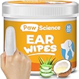 Dog Ear Cleaner Wipes – Finger Wipes for Dogs & Cats – Cleaning, Soothing, & Deodorizing Itchy Ears – Pet Ear Relief Solution (Coconut)