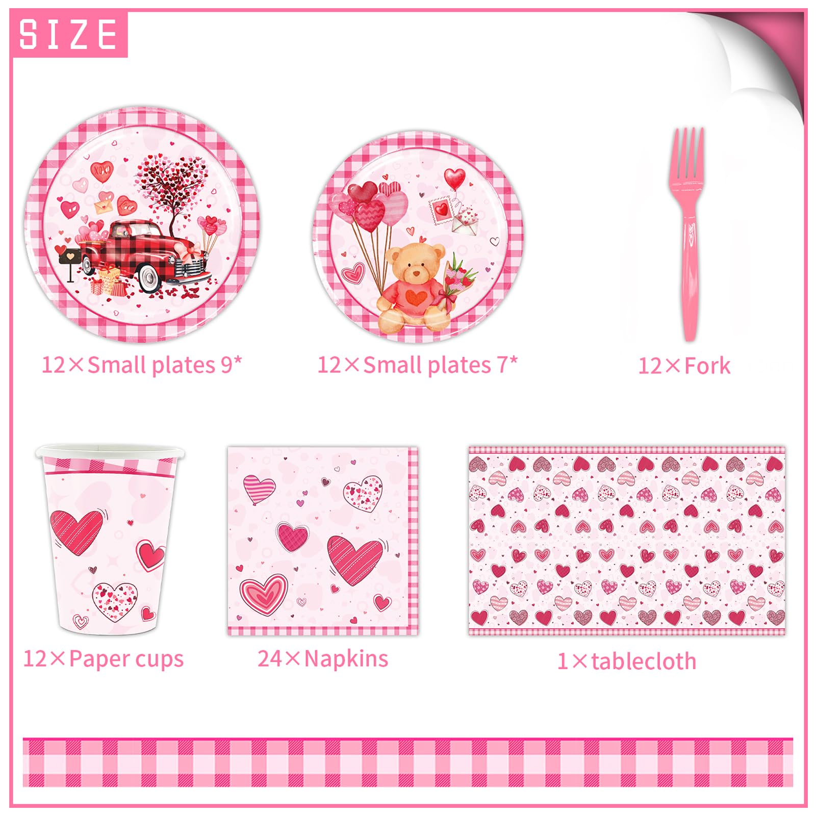 73Pcs Valentine's Day Party Supplies Tableware Set 12 9