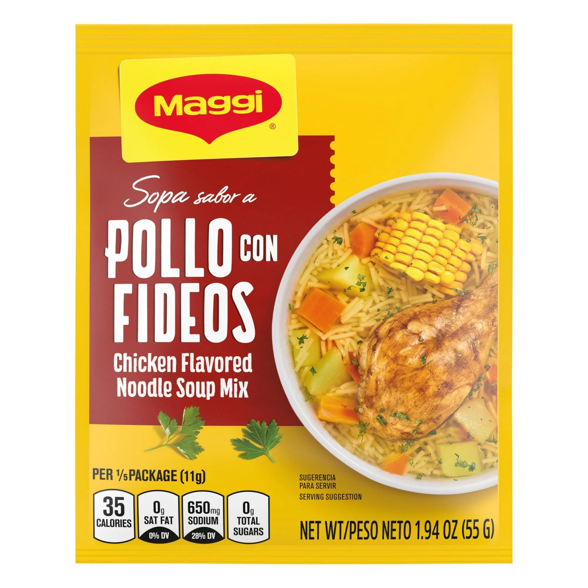 Maggi Chicken Flavor Noodle Soup Mix, Pollo Con Fideos 1.94 Ounce Packets ( Pack of 12 )