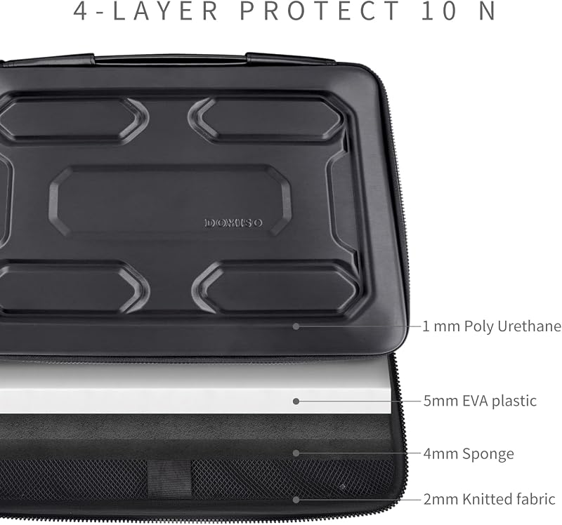 DOMISO 15.6" ütésálló laptop táska Lenovo IdeaPad Dell Inspiron HP ASUS Acer fekete