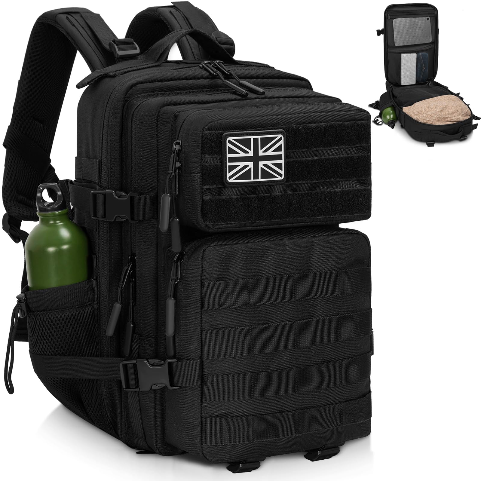 OUUTMEE Military Tactical Backpack(25L/40L/45L), MOLLE Rucksack for Men & Women, Army Assult Camouflage Hunting Daypack 3 Day Bug Out Bag Laptop Bag for Hiking, Travel,Camping & Outdoor Adventures