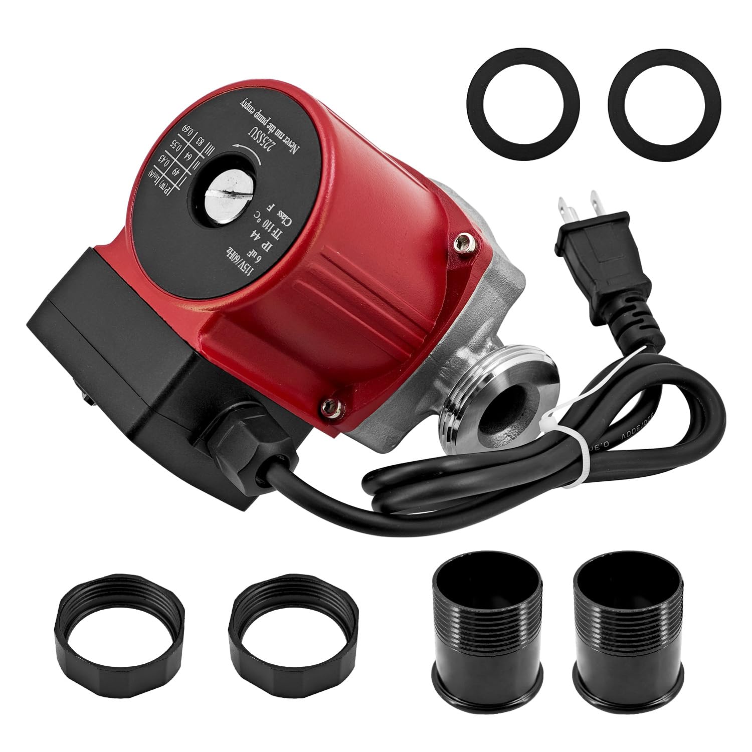 Photo 1 of 110223-310 225SSU Hot Water Circulator Pump 1/8 Hp 115V 3 Speed Compatible with Grundfos 59896341 UPS15-58FC for House Heating System, Boiler, Solar Heater and Hydronic Radiant Heating, Red