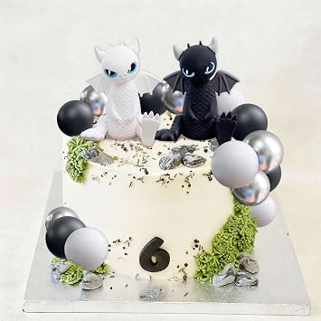 Black White Dragon Cake Topper Black White Dragon Egg Ball Cake Decoration